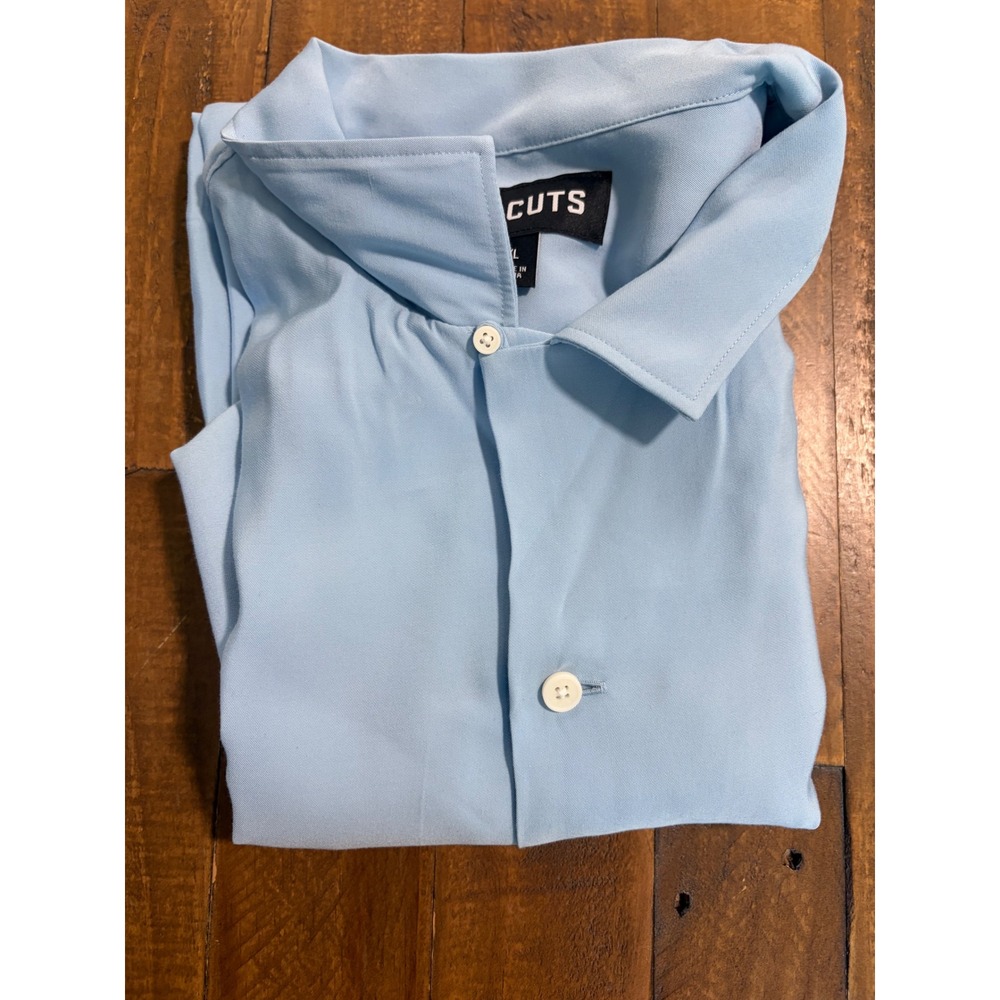 Cuts Clothing Mens XL Light Blue Short Sleeve Camp Collar Button Down Shirt - Picture 6 of 10